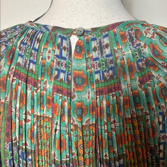 EUC Carolina K x Anthropologie green patterned pleated dress - Picture 12 of 15